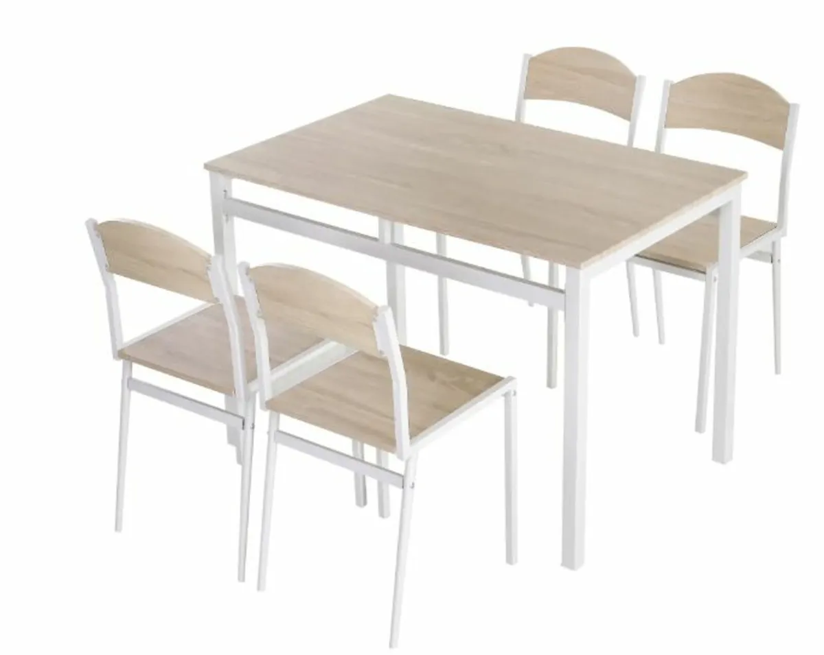 5Pcs Wooden Dining Set Table Chairs Kitchen Home - Image 1