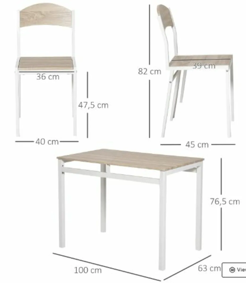 5Pcs Wooden Dining Set Table Chairs Kitchen Home - Image 3