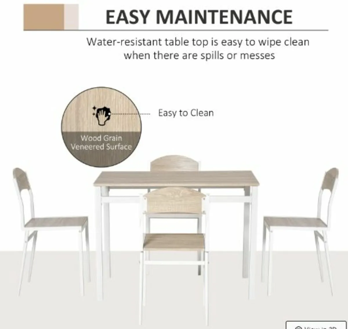 5Pcs Wooden Dining Set Table Chairs Kitchen Home - Image 4