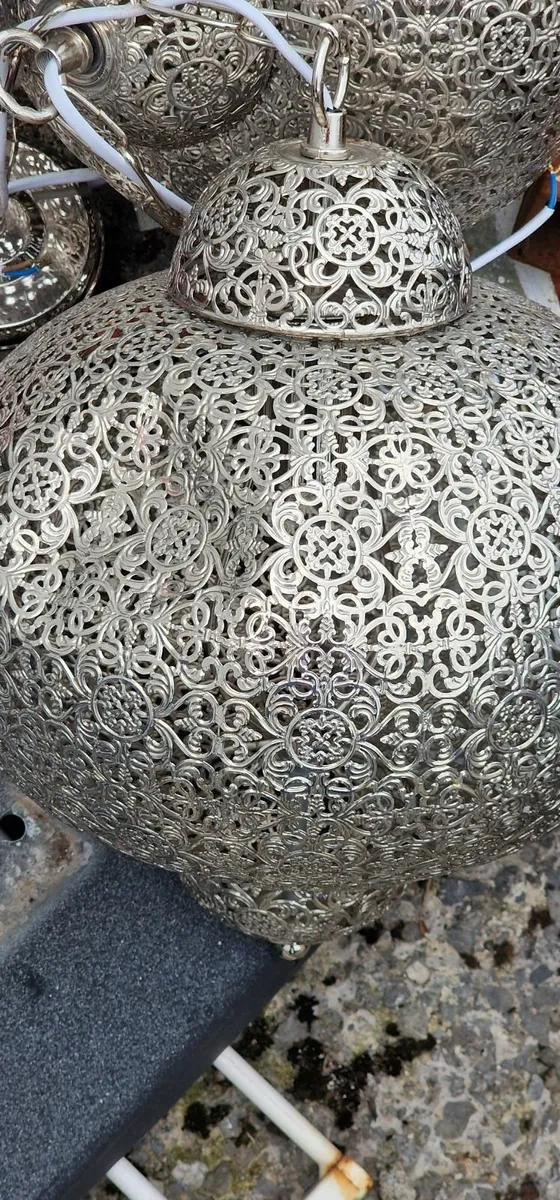 Silver Metal Light shades x 4 - Image 4