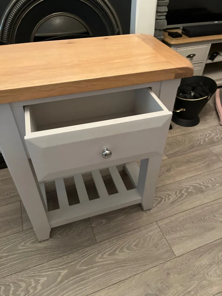 Solid oak & grey side/end table with drawer - Image 2