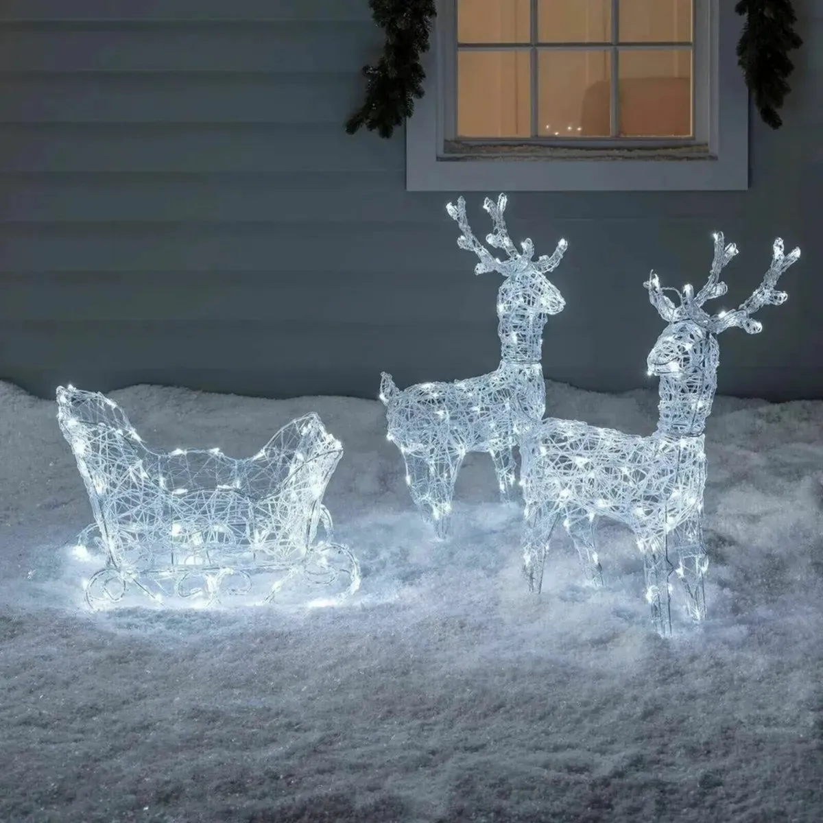 Decorative Reindeer with Sleigh Festive Display - Image 4