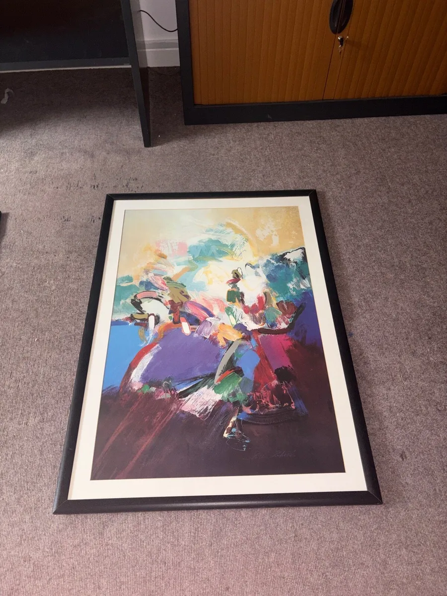 2 Large Framed Modern Art Pieces - Image 3