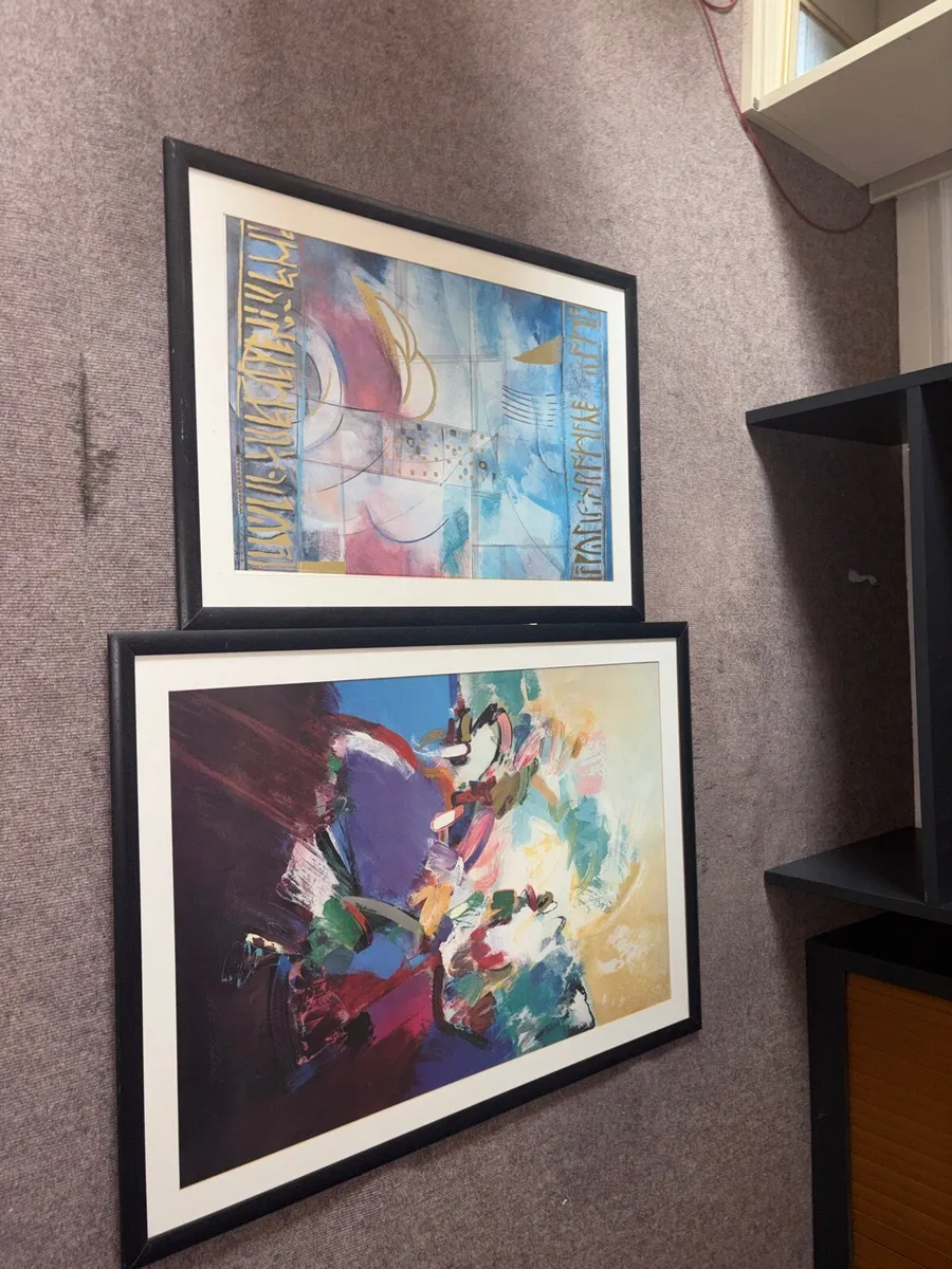 2 Large Framed Modern Art Pieces - Image 1