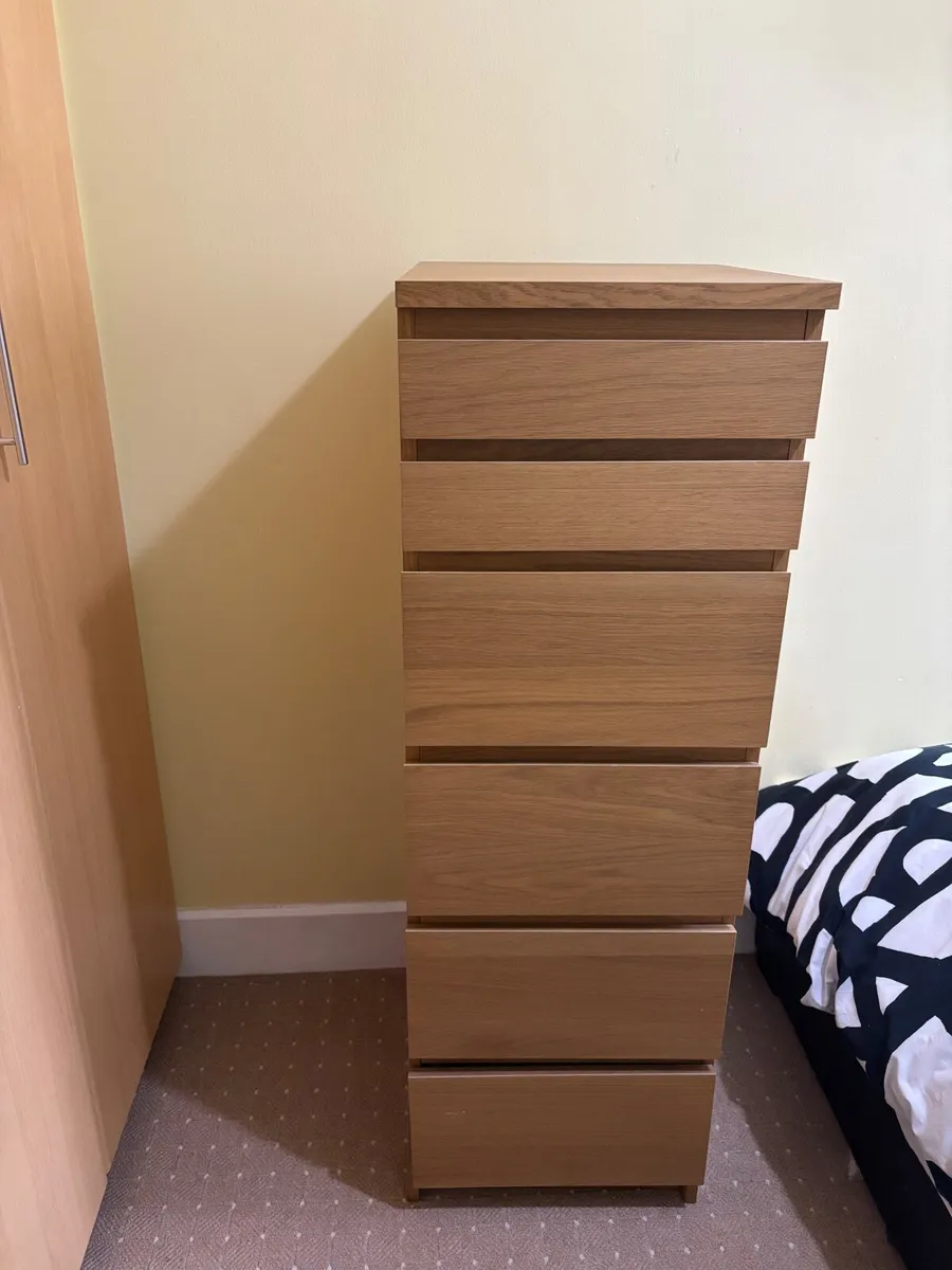 Chest of 6 drawers , oak veneer - Image 4