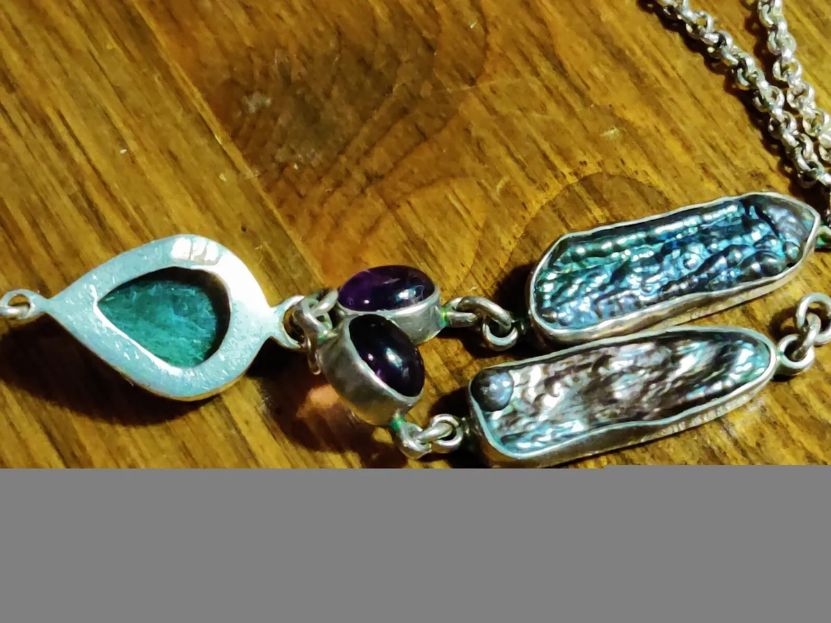 HUGE GREEN TOURMALINE, 925 Silver Ladies Necklace - Image 4