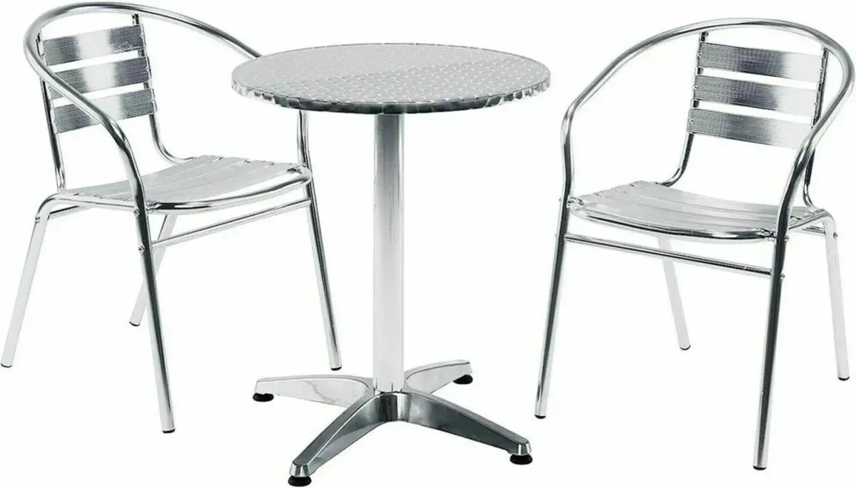 Bar Table Silver Adjustable Aluminum Bistro Table - Image 2