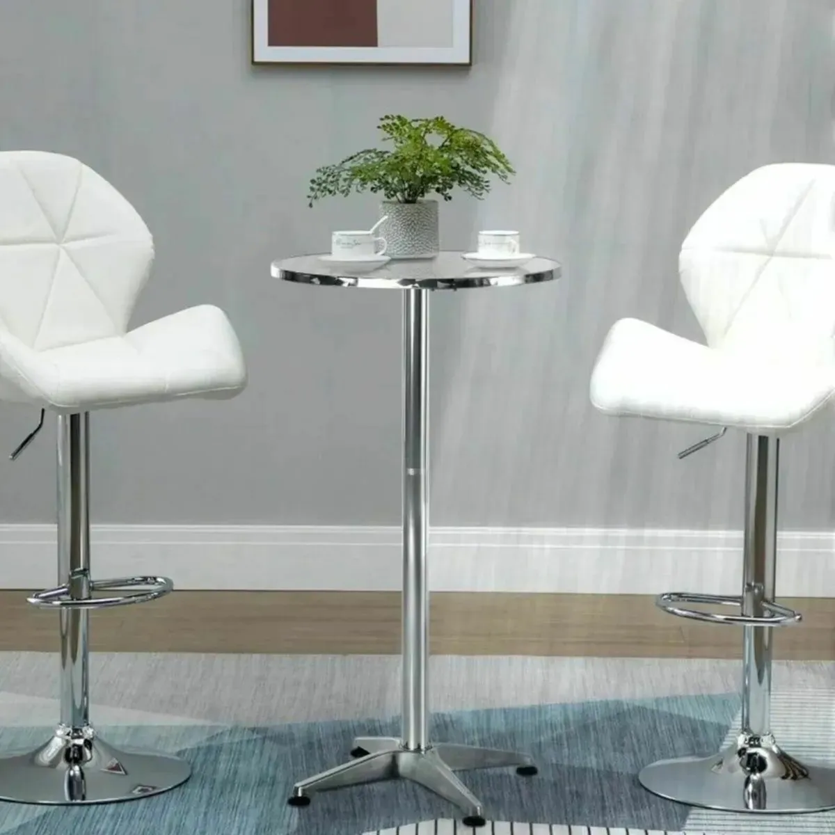 Bar Table Silver Adjustable Aluminum Bistro Table - Image 3