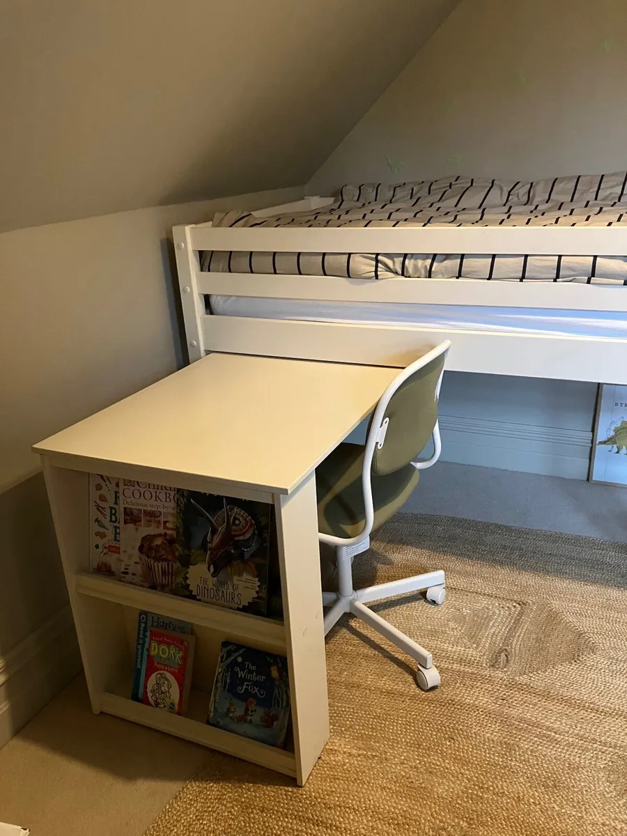 Mid sleeper bed, desk & Emma mattress - Image 2