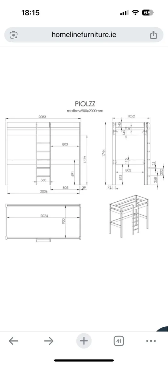 Bunk bed/High sleeper with mattress and sofa bed - Image 2