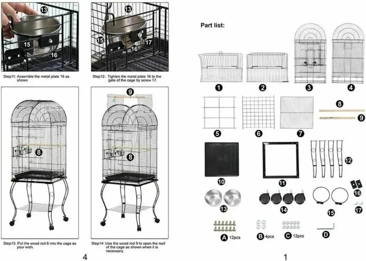 Bird Cage Large Wrought Iron for Small Birds - Image 3