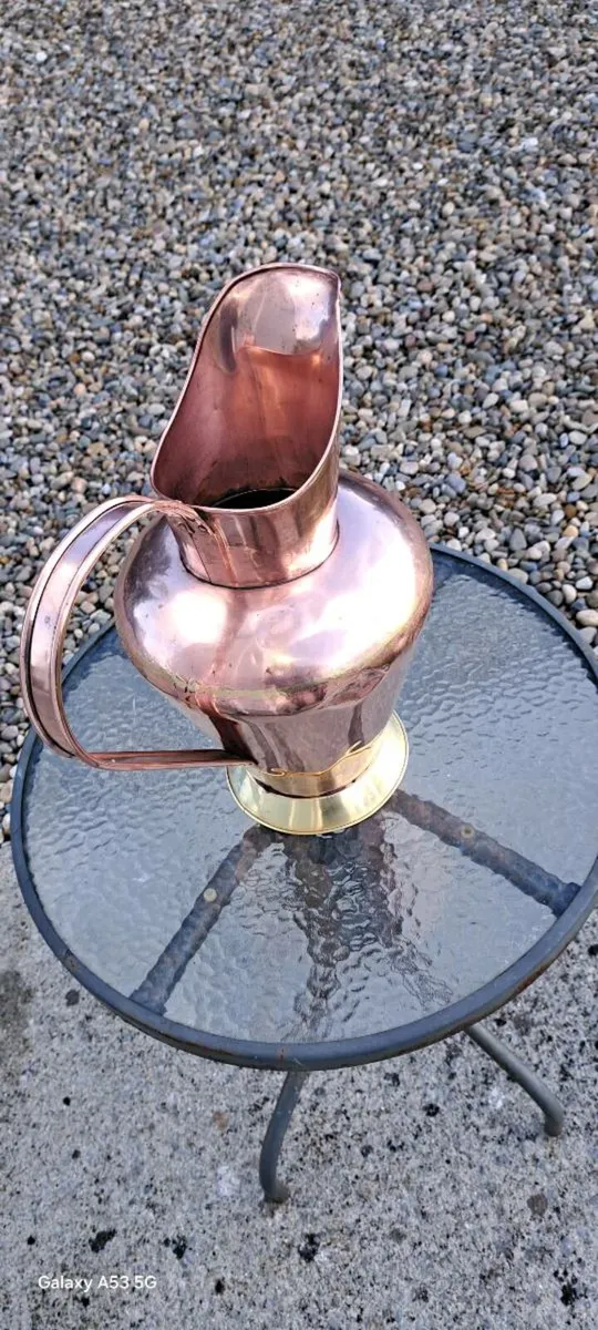 Old original  brass  copper  large  jug - Image 2