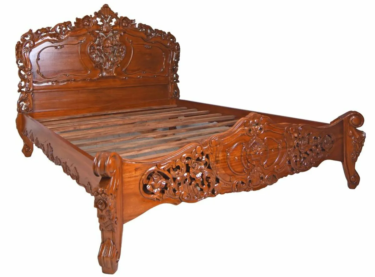French Double Bed Solid mahogany with exquisite, - Image 4
