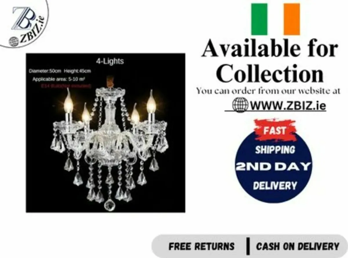 Chandelier Modern Luxury Crystal 4 Bulb - Image 1