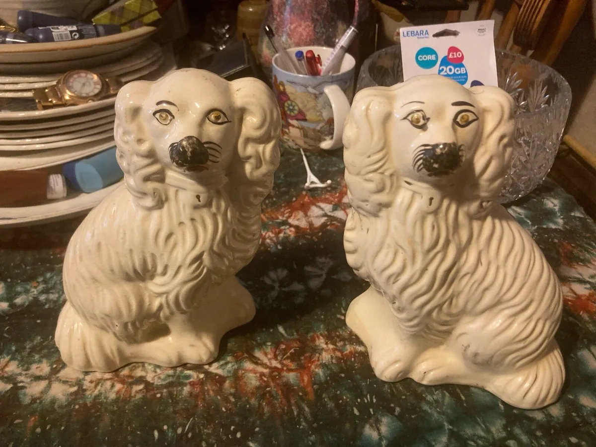 Victorian rare royal Staffordshire mantle dogs - Image 1
