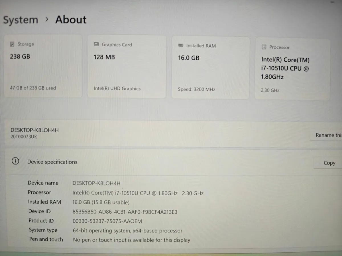 Lenovo Thinkpad T14s Gen 1 | i7 | 16GB | 256GB | - Image 3