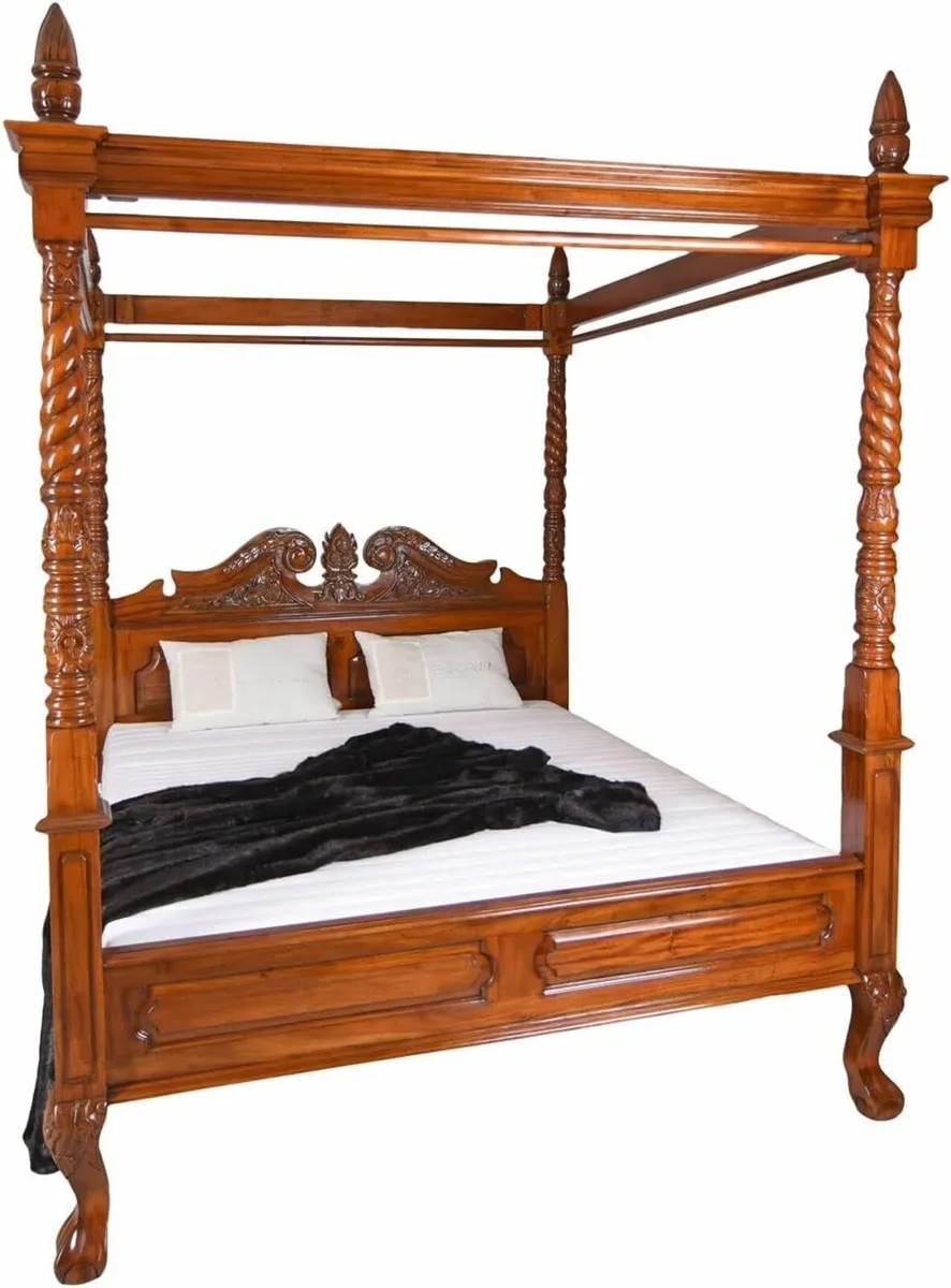 4-Poster Bed Elegant French Mahogany 4-Poster Bed - Image 1