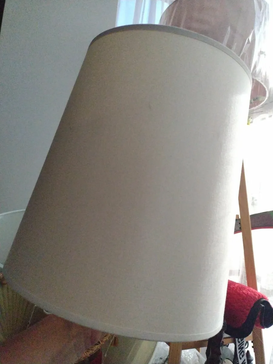 Tall silky cream lamp shade - Image 1