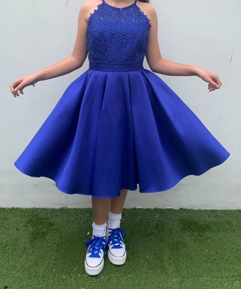 Royal Blue Confirmation Dress / Girls Occasion Dress & Free Blue Ribbon Laces - Image 1