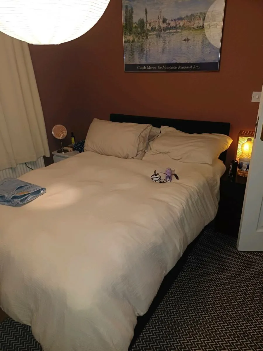 Double Bed with Black Velvet Base & Headboard - Image 2
