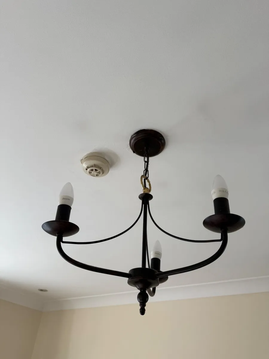 2 Black Metal Chandeliers – 3 Bulb Each - Image 3