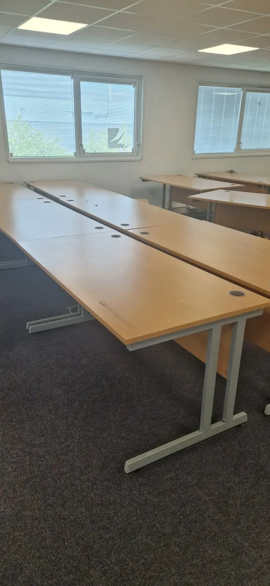 36 second-hand beechboffice desks with mobile ped - Image 1