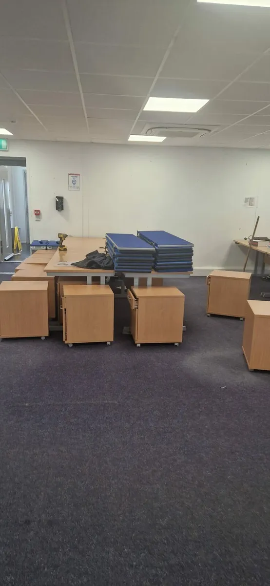36 second-hand beechboffice desks with mobile ped - Image 2