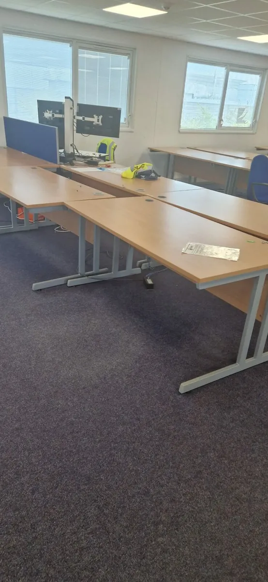 36 second-hand beechboffice desks with mobile ped - Image 3
