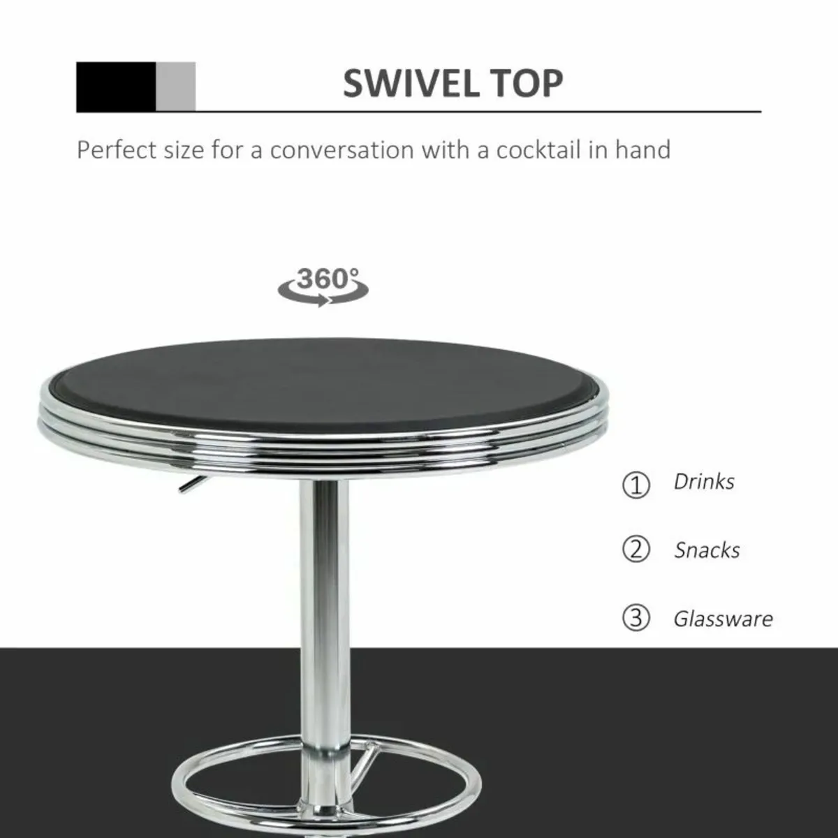 Pub Bar Table Faux Leather Round Adjustable Height - Image 4