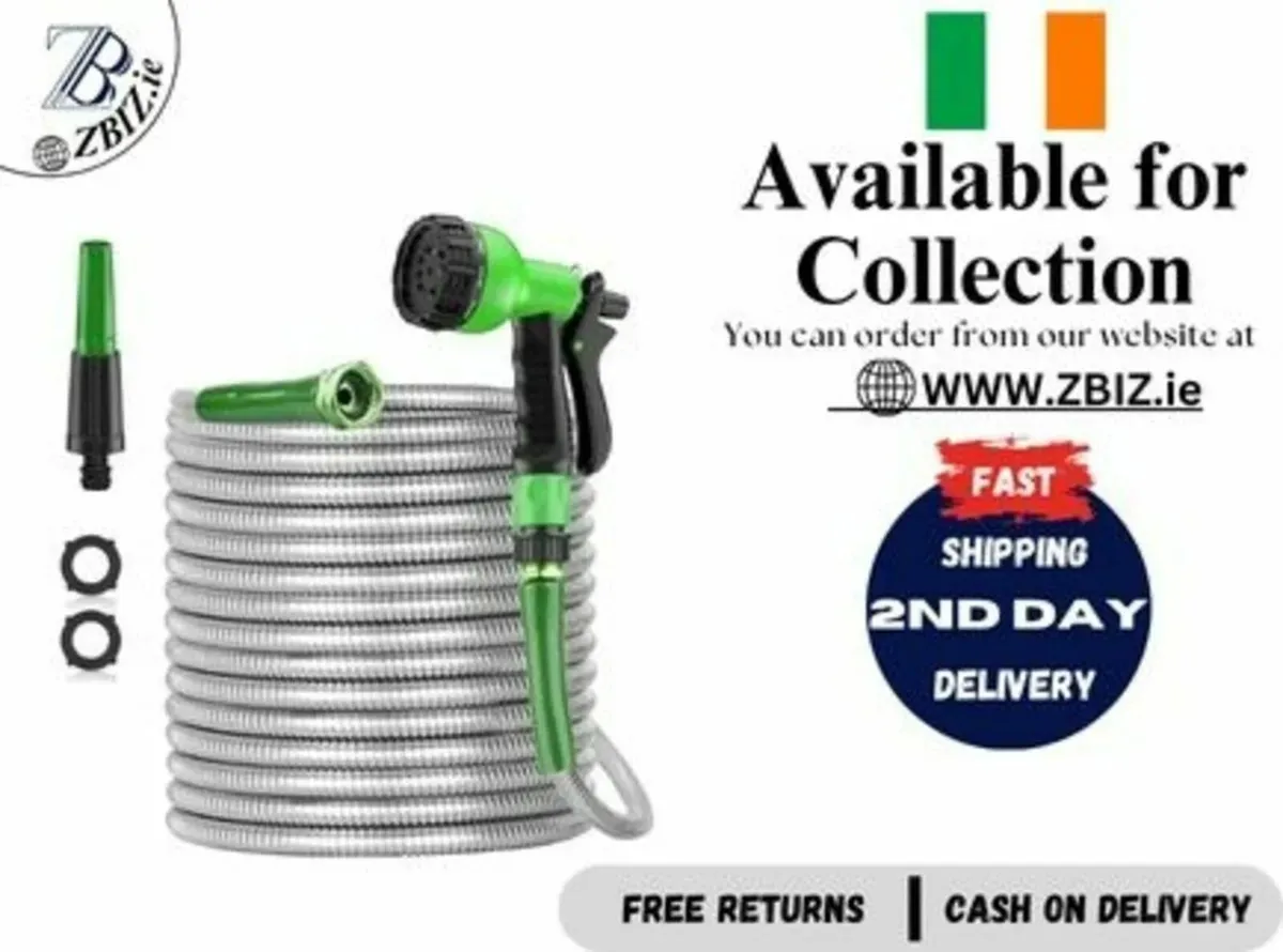 Hose Pipe 100ft Stainless Steel Heavy Duty Outdoor - Image 1