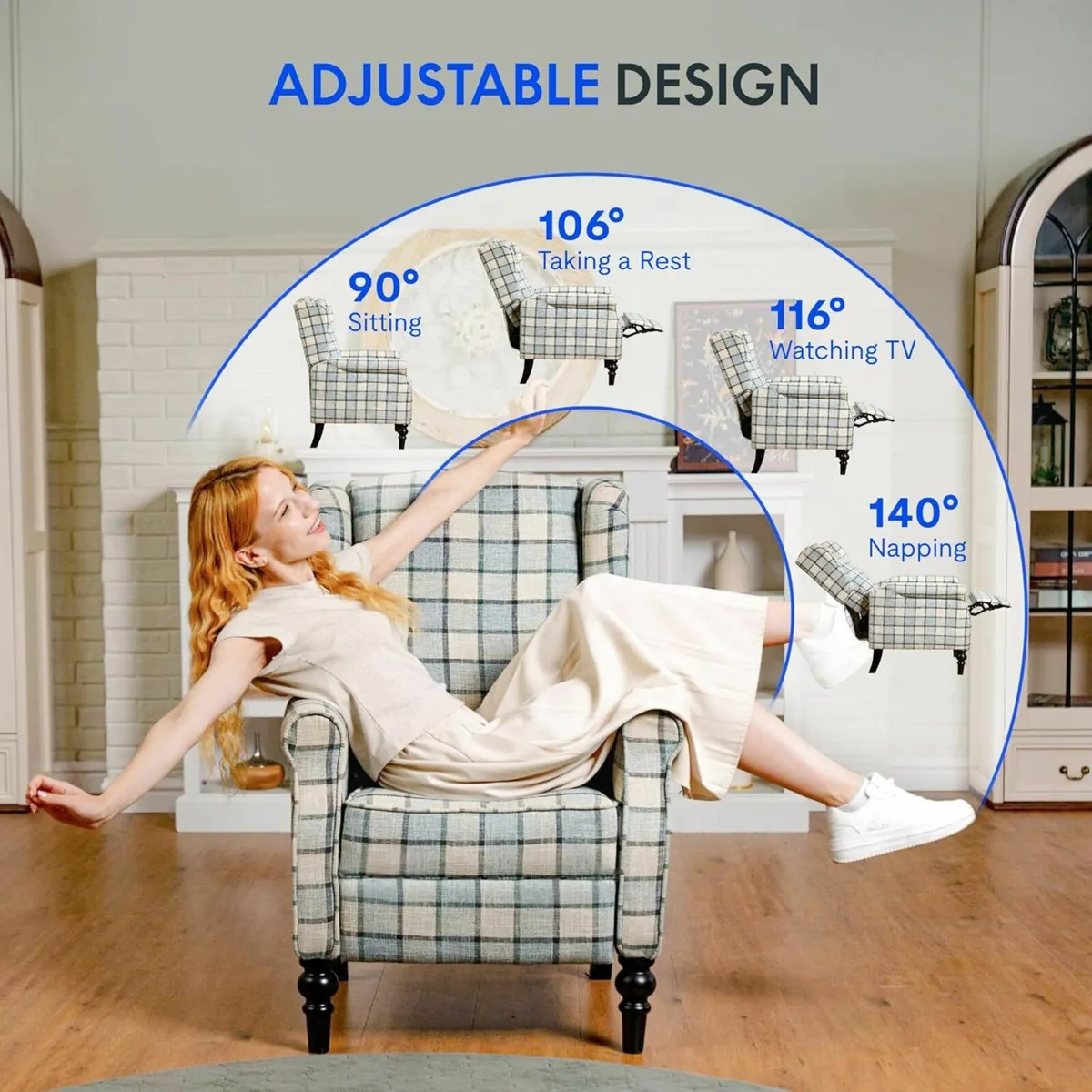 Armchair Adjustable Single Chair Sofa Blue chair - Image 3