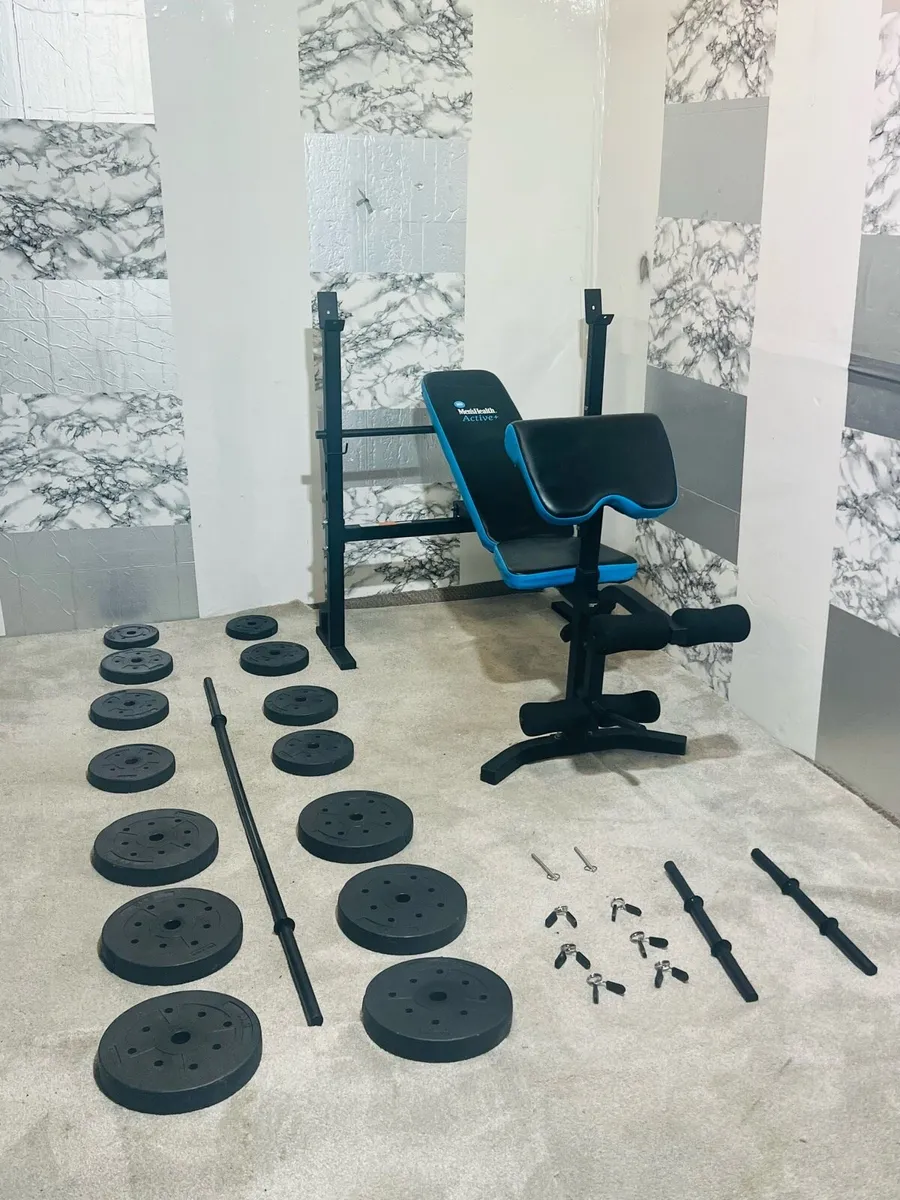 MEN’S HEALTH ACTIVE WEIGHT BENCH 50KG WEIGHTS BAR+ - Image 2