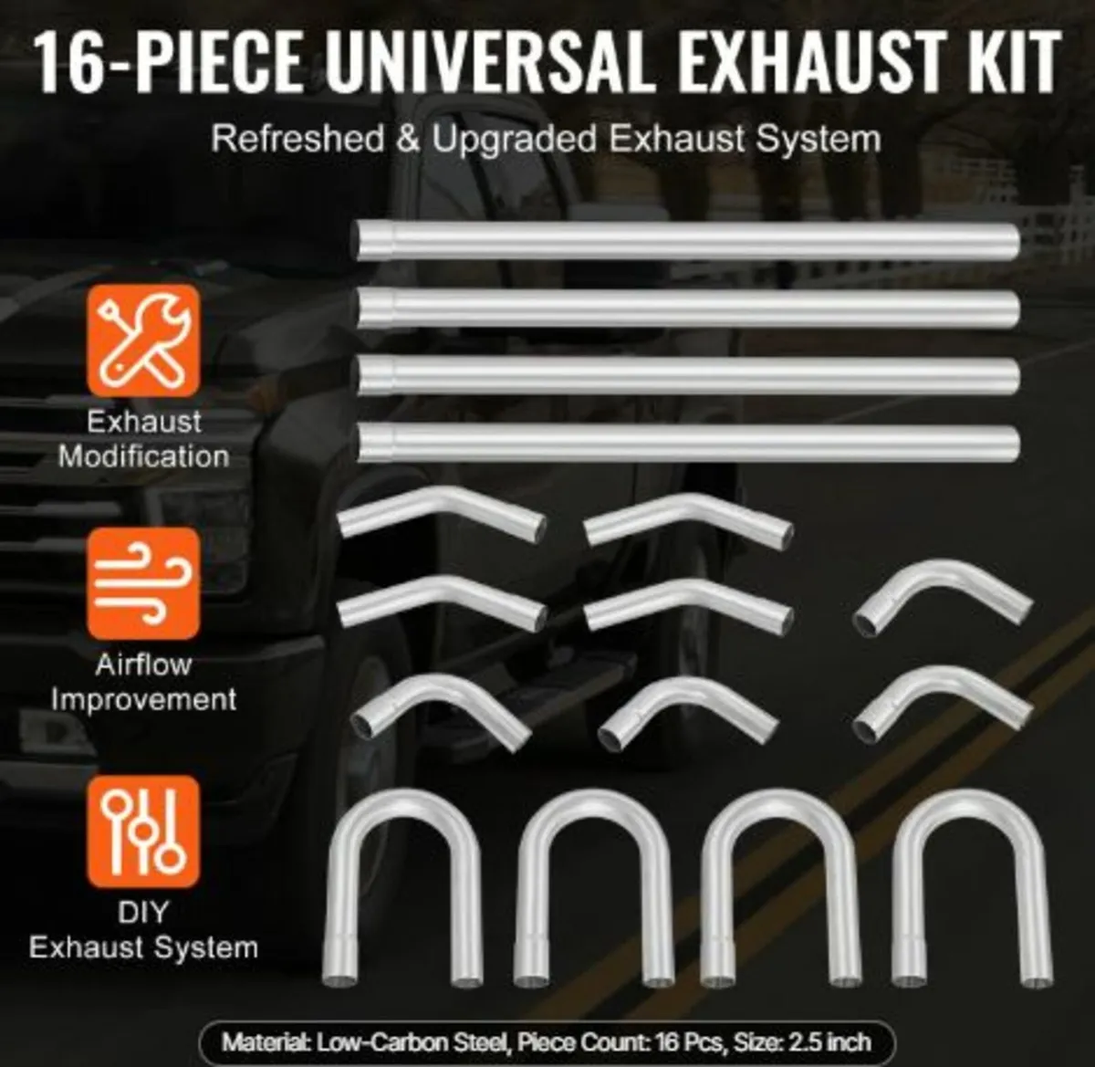 DIY Universal Exhaust Kit 16 Pieces Exhaust Pipe - Image 2