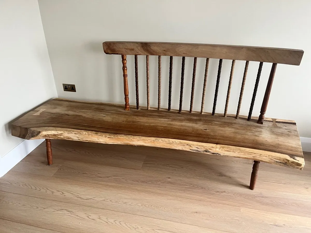 Live Edge Solid Wood Bench - Handcrafted - Image 4