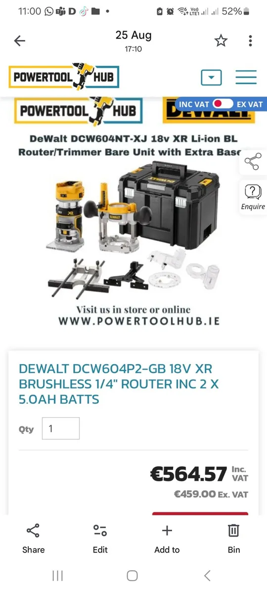 Dewalt Brushless Router/Trimmer kit - Image 1