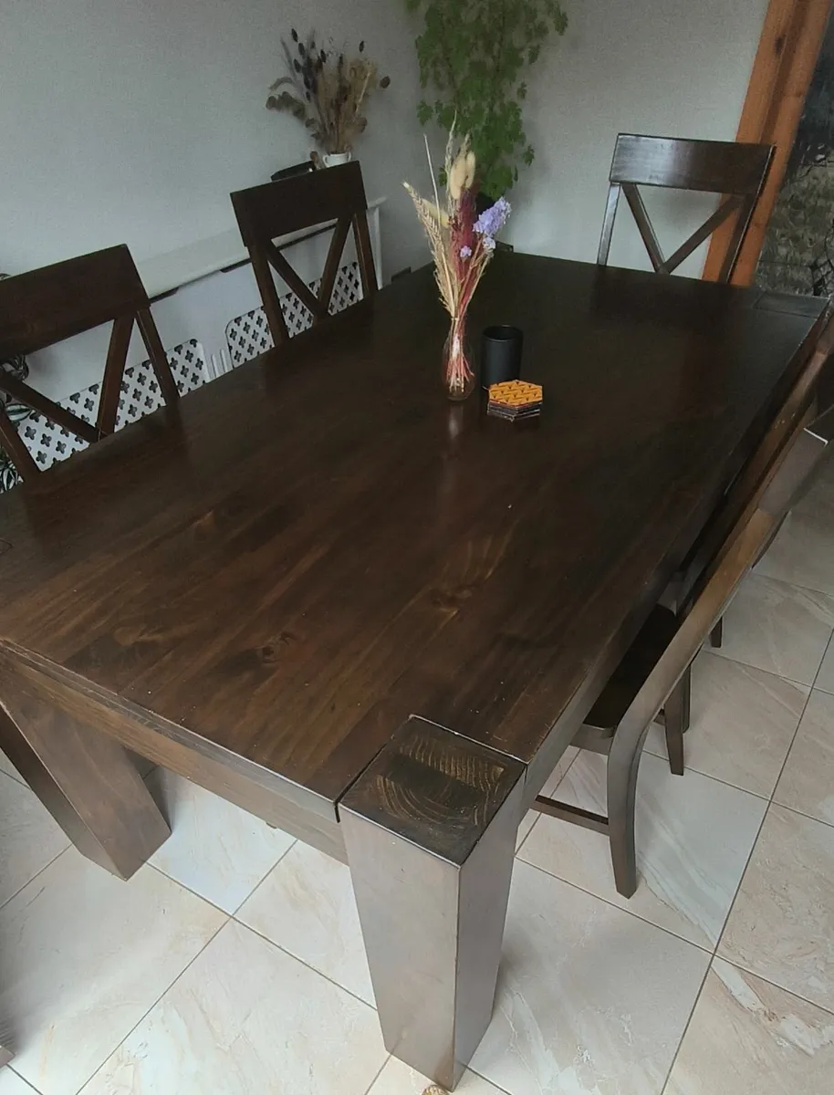 Montreal Medium Dark Pine table and chair set - Image 1