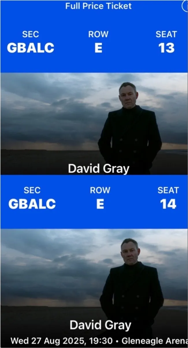 David Gray tickets x 2