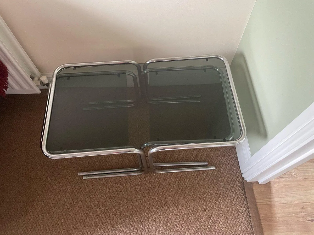 1970’s tinted glass set of coffee tables - Image 1