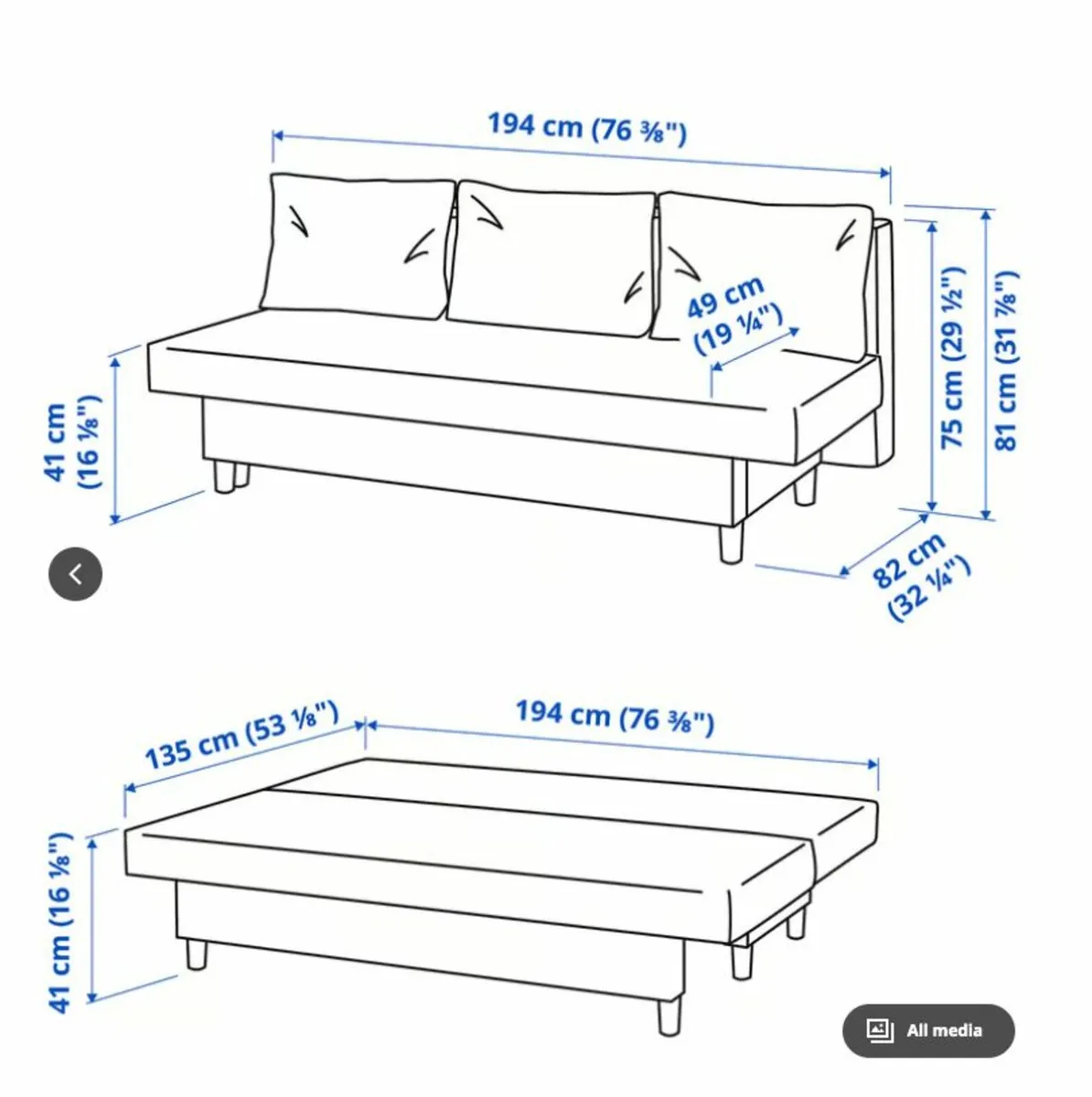 IKEA sofa bed - Image 2