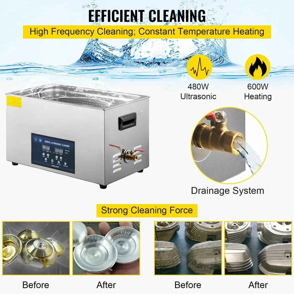 Dual Frequency 22L Ultrasonic Cleaner with Heater - Image 3