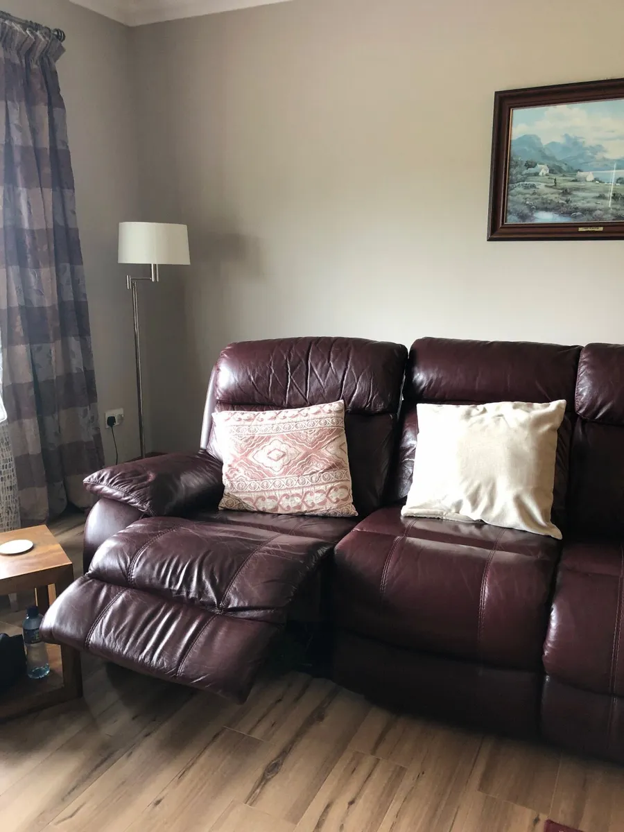 Leather 3 seater sofa and chair (recliner) - Image 2