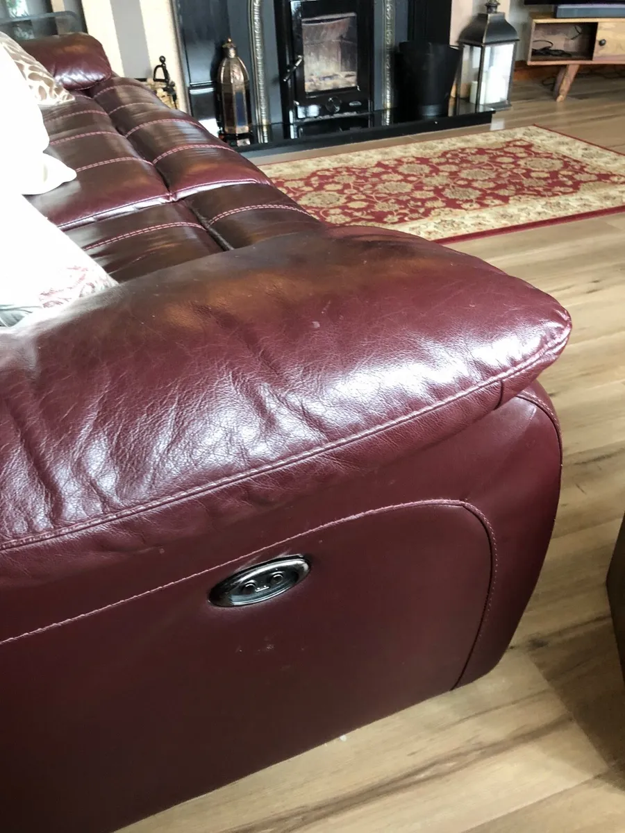 Leather 3 seater sofa and chair (recliner) - Image 4