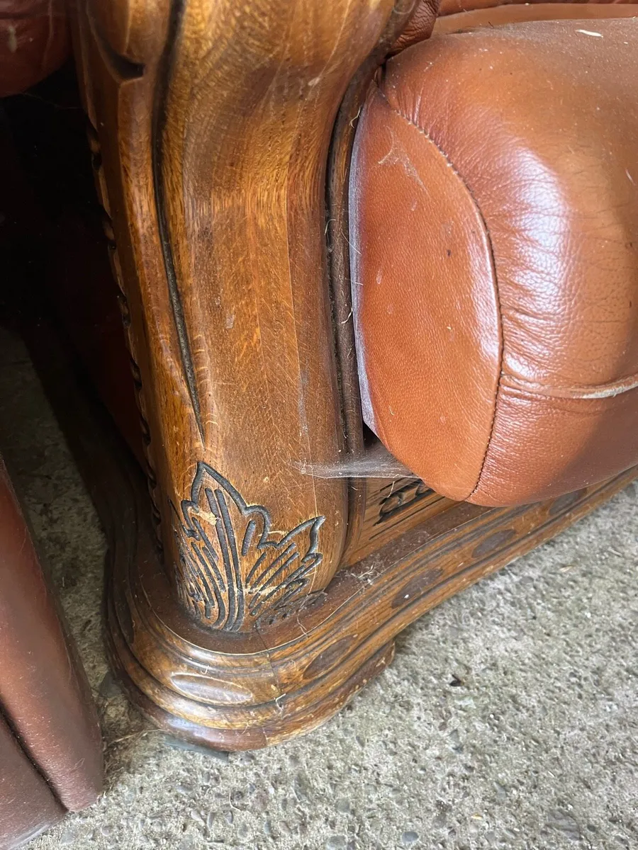 Three seater leather sofa - Image 2
