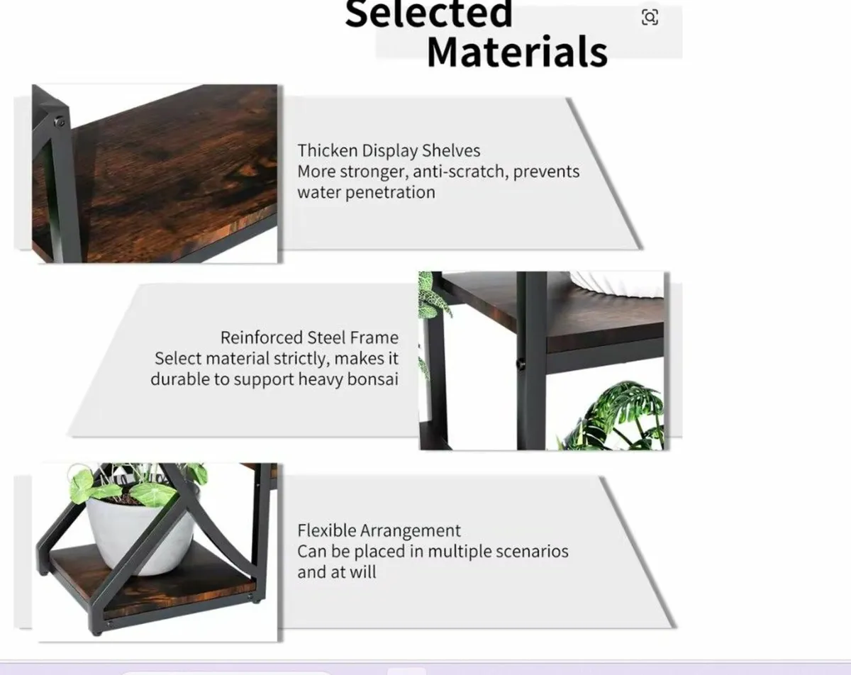 Industrial Half-Moon Bookshelf 5 Tier Oval Bookcas - Image 2