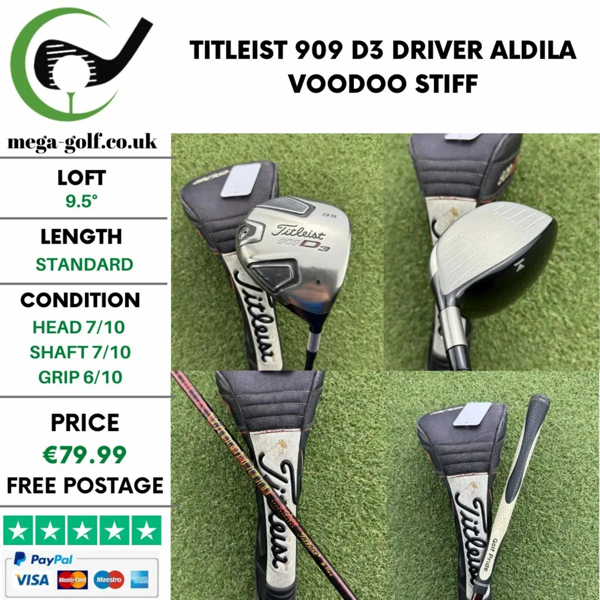 TITLEIST 909 D3 DRIVER / 9.5° /ALDILA VOODOO STIFF - Image 1