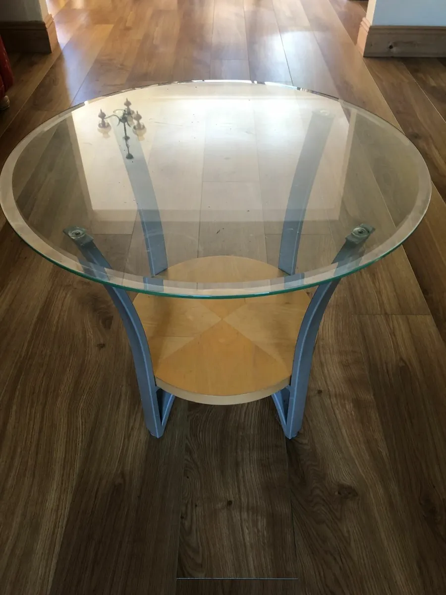 Round Coffee Table with Glass Top - open to offers - Image 2