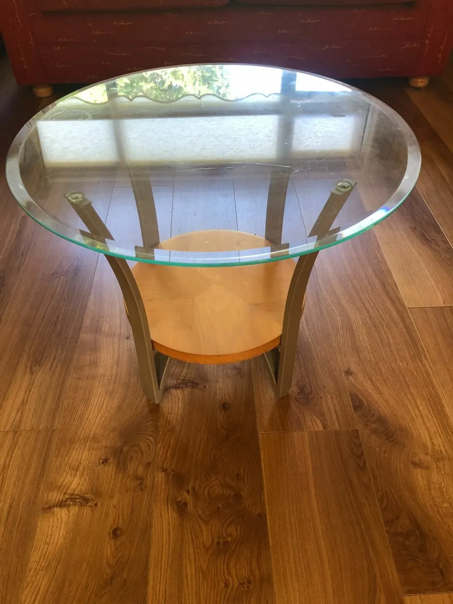 Round Coffee Table with Glass Top - open to offers - Image 1