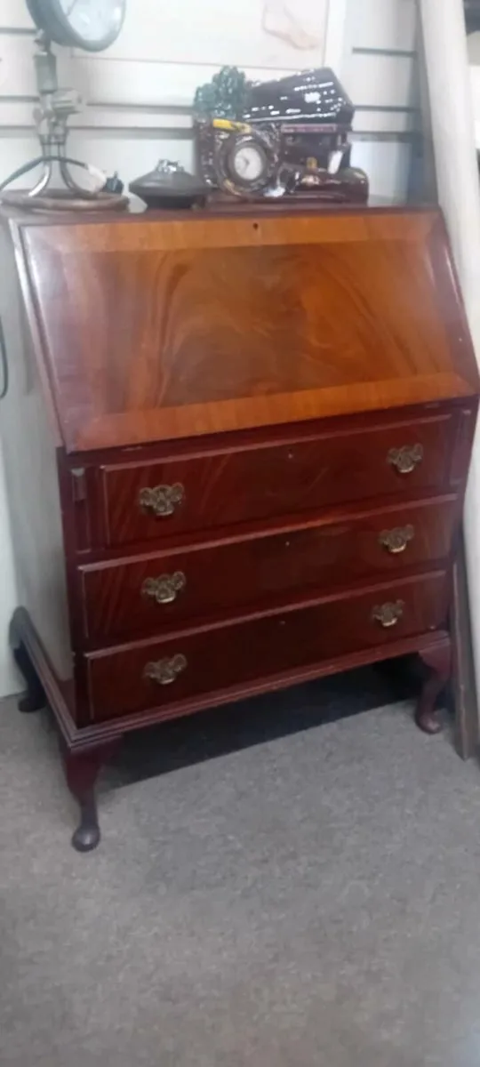 Vintage Office Drop Front Bureau Desk - Image 3