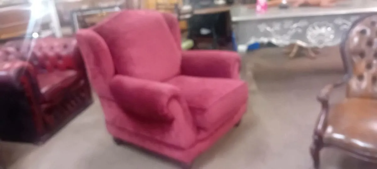 Large Wine Fabric Armchair - Image 1