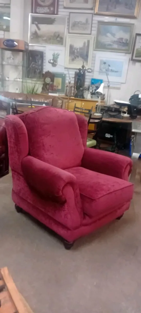 Large Wine Fabric Armchair - Image 3